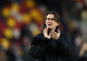 Thomas Frank i Brentfords kamp mod Wolves.