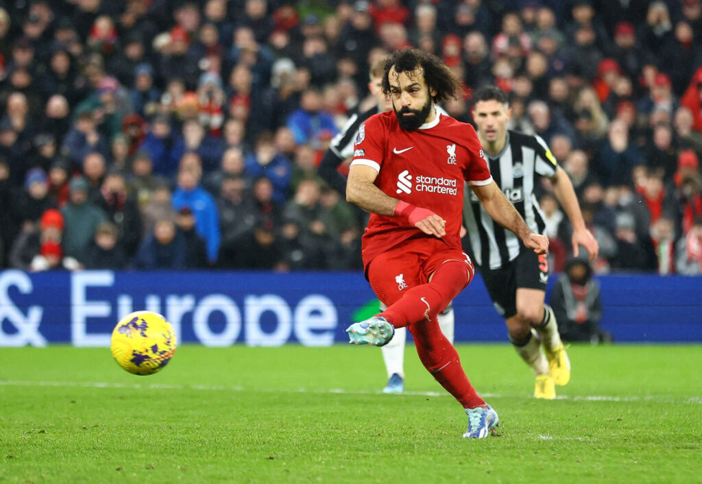 Mohamed Salah scorede til 150. Premier League-mål for Liverpool.