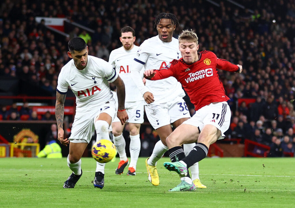 Mål og Highlights fra Premier League kampen mellem Manchester United og Tottenham i januar 2024.