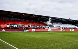 AaB fans med tifo i NordicBet ligaen mellem AaB og SønderjyskE på Aalborg Portland Park, lørdag 24. februar 2024.