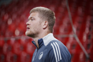 Andreas Cornelius er med i Parken forud for F.C. Københavns Champions League kamp mod Manchester City