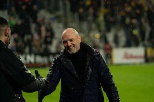 Jesper Sørensen er en glad mand efter superliga-kampen mellem OB og Brøndby