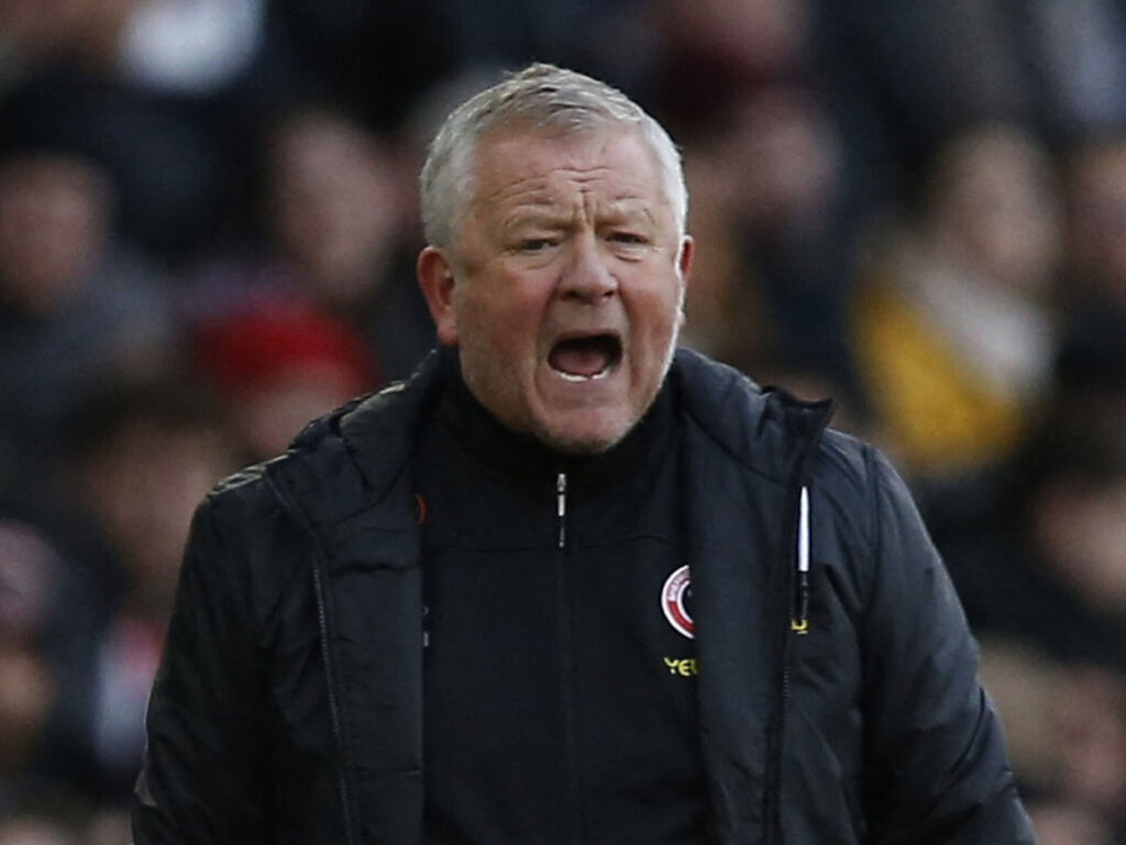 Chris Wilder råber på sidelinjen hos Sheffield United