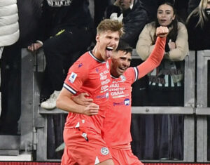 Thomas TK jubler efter scoring med Udinese