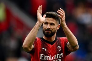 Den franske angriber Olivier Giroud efter Serie A-kampen mellem AC Milan og Empoli