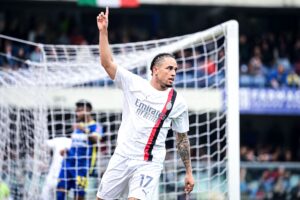 Noah Okafor i Serie A-kampen imod Hellas Verona.