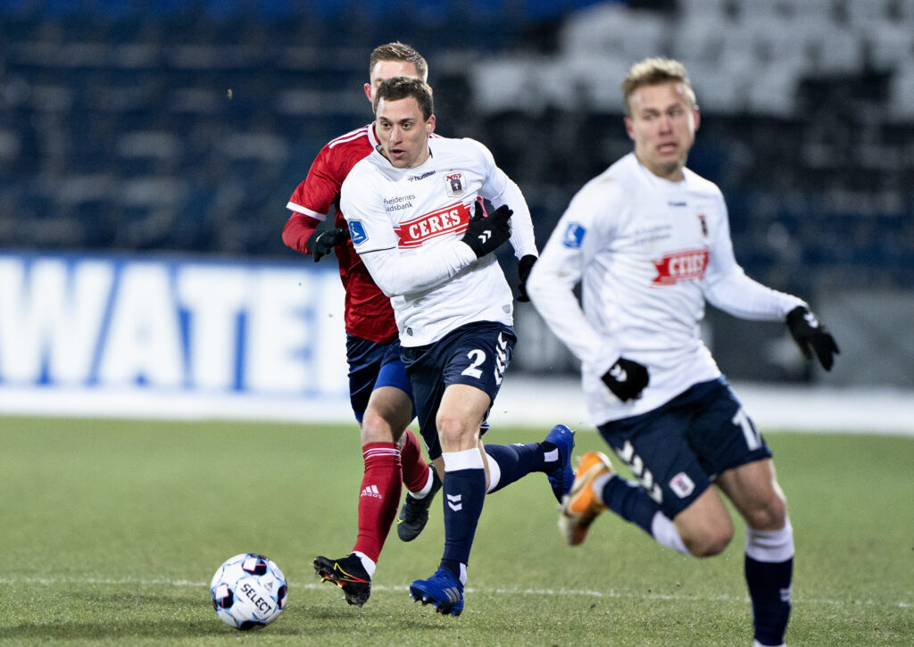 AGF's Alex Gersbach i kvartfinalekampen i Sydbank Pokalen mellem AGF og B.93 på Ceres Park i Aarhus , onsdag den 10. februar 2021.