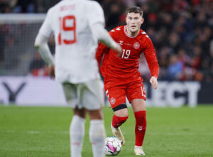 Jonas Wind i aktion for det danske herrelandshold