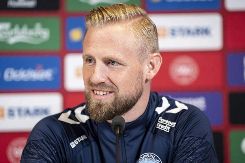Kasper Schmeichel på pressemødet inden Danmarks landskamp imod Schweiz.