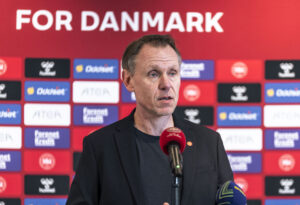 Andrée Jeglertz til pressemøde for Danmark