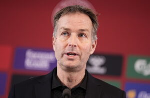 Herrelandstræner Kasper Hjulmand på scenen hos DBU