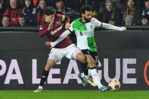 Mohamed Salah i aktion for Liverpool i Europa League mode Sparta Prag.