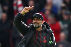 Jürgen Klopp jubler efter sejren over Brighton.