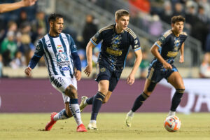 Mikael Uhre i aktion for Philadelphia Union i Champions Cup-opgøret mod Pachuca.