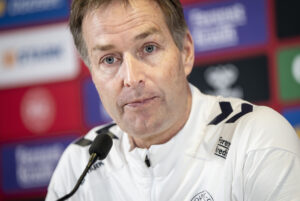 Landstræner Kasper Hjulmand på pressemøde fredag