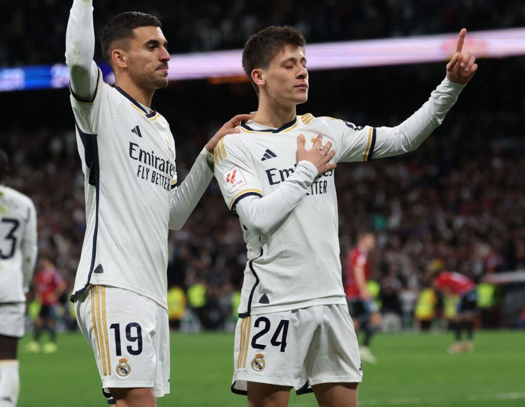 Arda Güler jubler efter sin scoring for Real Madrid i storsejren over Celta Vigo