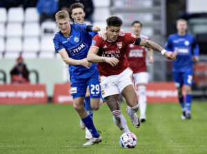 Silkeborgs Frederik Thykær Rieper i superligakampen mellem Vejle Boldklub og Silkeborg IF på Vejle Stadion, søndag den 25. februar 2024..