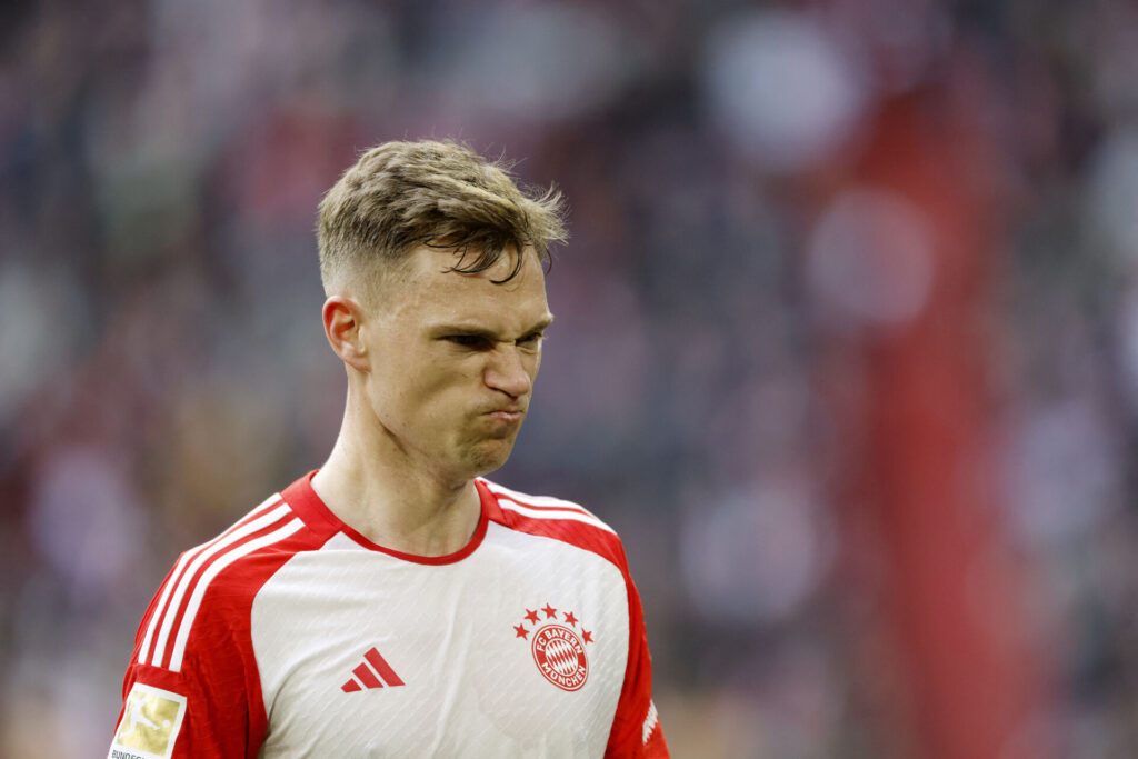 Bayern Münchens Joshua Kimmich ser utilfreds ud.