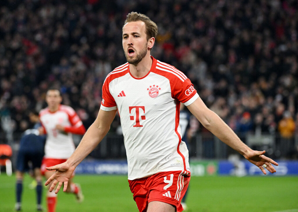 Harry Kane jubler efter mål for Bayern München