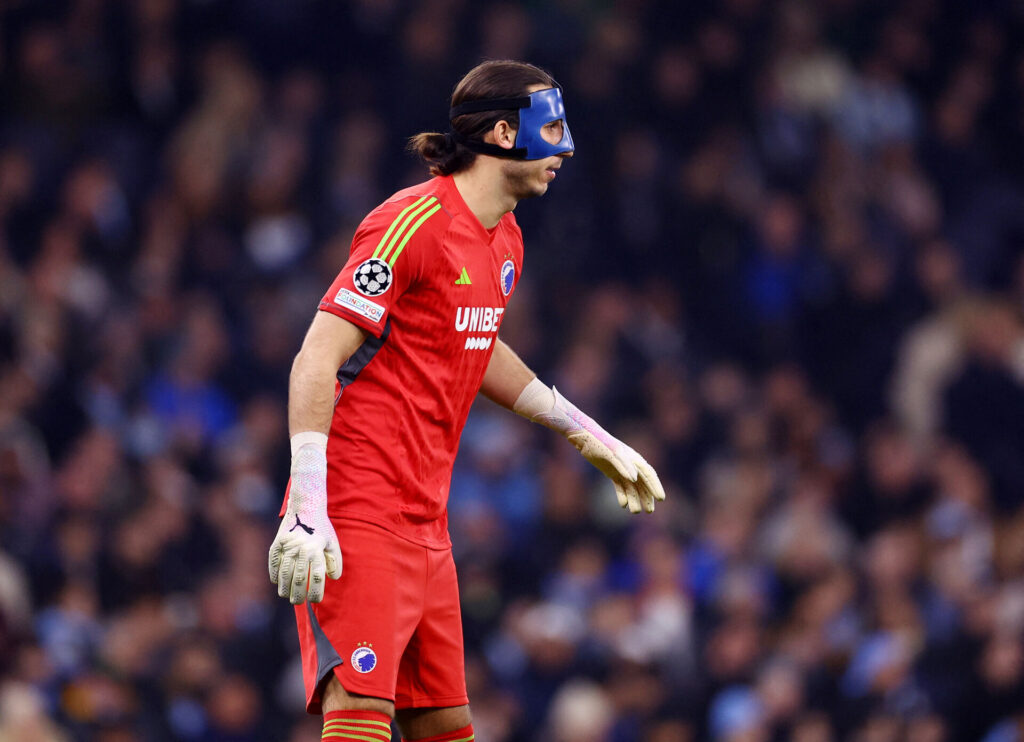 Kamil Grabara for F.C. København mod Manchester City i Champions League.