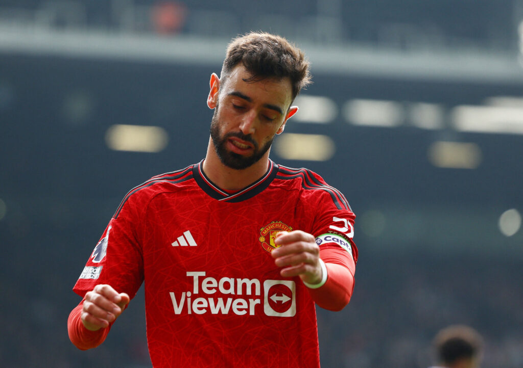 Bruno Fernandes i Premier League-kampen imod Everton.