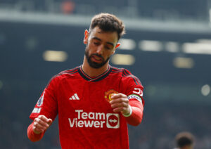 Bruno Fernandes i Premier League-kampen imod Everton.