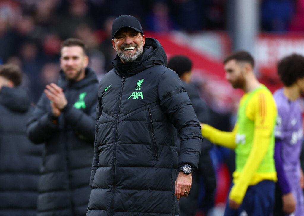 Jürgen Klopp var meget glad efter Liverpools sene sejr imod Nottingham Forest.