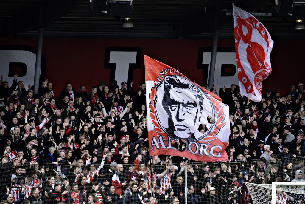 AaB fans i NordicBet ligaen mellem AaB og SønderjyskE på Aalborg Portland Park, lørdag 24. februar 2024.