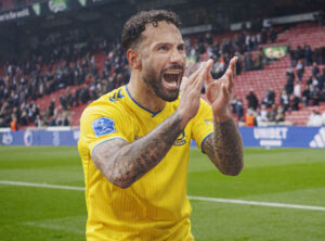 Brøndbys Sean Klaiber efter superligakampen mellem FC København og Brøndby IF i Parken mandag den 1. april 2024.