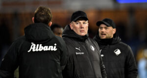 Cheftræner Rasmus Bertelsen, Randers FC Superligakampen mellem Randers FC og OB på Cepheus Park i Randers.