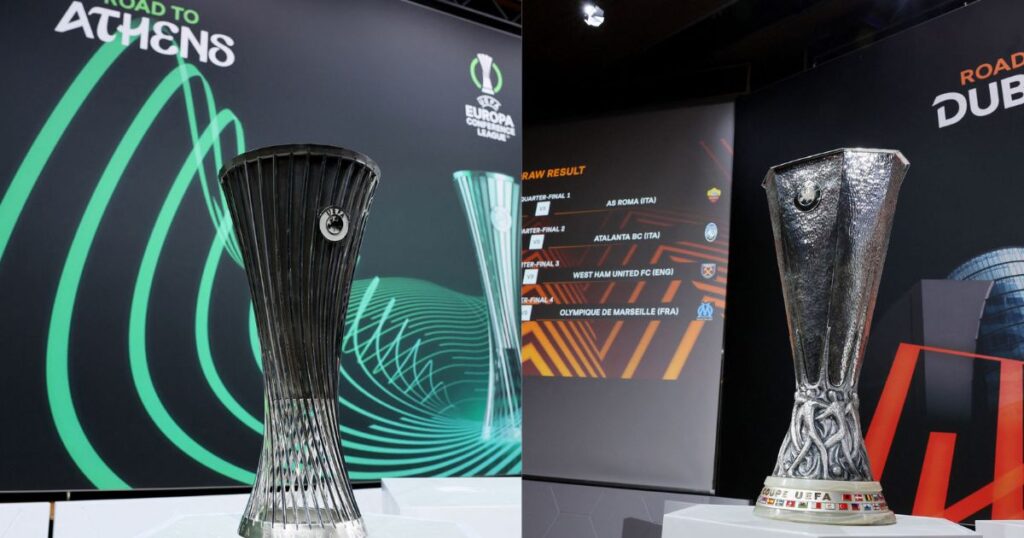 Conference- og Europa League-trofæet