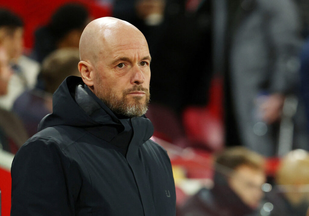 Erik ten Hag på sidelinjen for Manchester United.