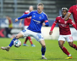 Lyngbys Marcel Rømer under superligakampen mellem Lyngby Boldklub og Vejle Boldklub på Lyngby Stadion fredag den 26. april 2024.
