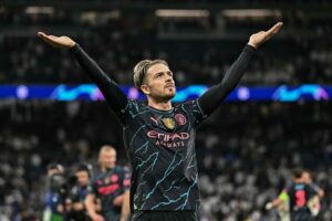 Jack Grealish efter Champions League-kampen mellem Real Madrid og Manchester City på Santiago Bernabeu.