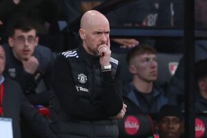 Erik ten Hag på sidelinjen for Manchester United.