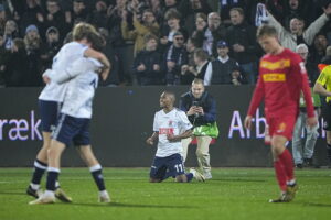 AGF-spillerne fejrer pokal-sejren over FC Nordsjælland, der sendte dem i finalen.