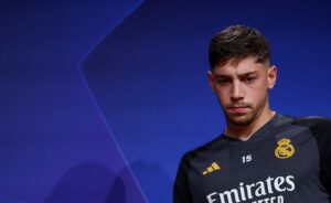 Frederico Valverde på Real madrids pressemøde inden kampen mod Bayern München i Champions League.