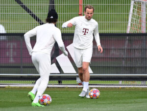 Harry Kane til træning for Bayern München.