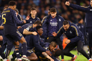 Real Madrid jubler efter scoring af Rüdiger