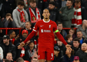 Virgil van Dijk under Liverpools kamp mod Atalanta i Europa League.