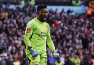André Onana under FA Cup-semifinalen imellem Manchester United og Coventry.