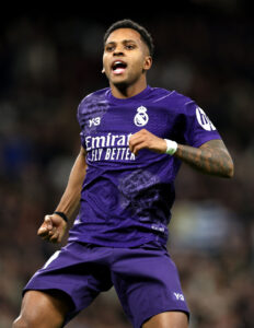 Rodrygo jubler over scoring for Real Madrid.
