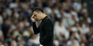 Xavi under El Classico-opgøret mellem FC Barcelona og Real Madrid på Santiago Bernabeu.