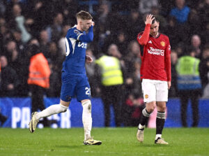 Palmer jubler efter sit tredje mål på Stamford Bridge mod Manchester United.