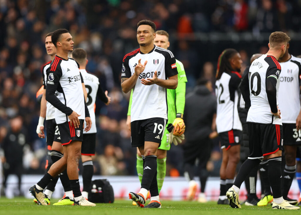 Fulham-spillere under Premier League-kampen imod Crystal Palace.