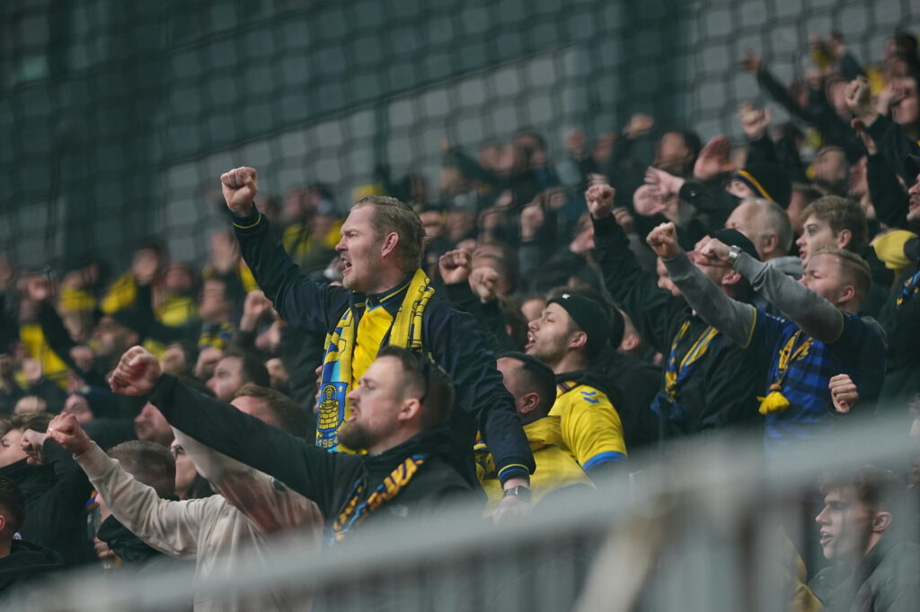 Brøndby-fans i Parken til opgøret mod F.C. København 2. påskedag.