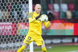 Andreas Hansen i målet for FC Nordsjælland mod Silkeborg i Superligaen.