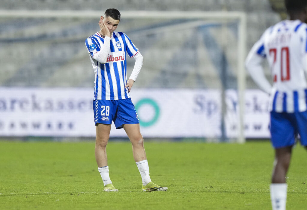 OB's Tobias Slotsager ser skuffet ud efter en kamp i Superligaen.