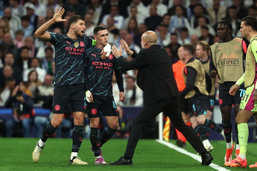 Phil Foden efter sin scoring mod Real Madrid på Bernabeu i Champions League.