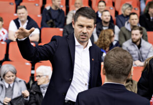 AaB's administrerende direktør Michael Tuxen Boll i NordicBet ligaen mellem AaB og Hobro IK på Aalborg Portland Park, søndag den 5. maj 2024..